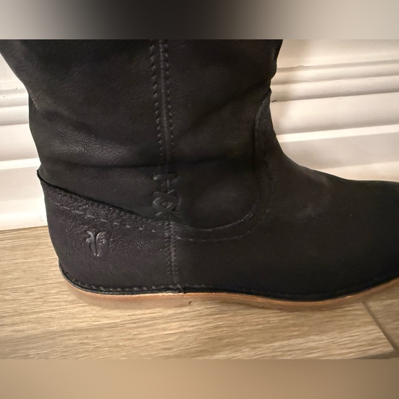 Frye Celia X-Stitch Black Leather Boots - Picture 4 of 10